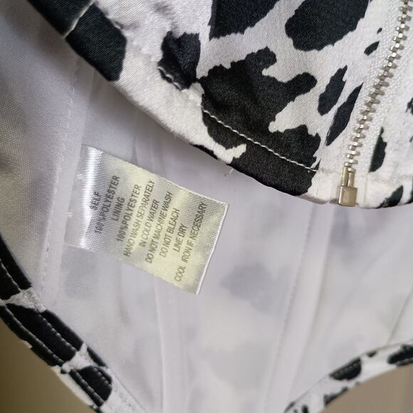 Cotton Candy LA Crop Top Size Small Cow Print Tie Front Zipper Back Ribbed - Picture 4 of 5